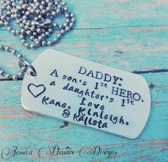 Items similar to Personalized Dad Daddy Dog tag style Keychain Guy