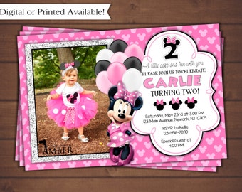 Minnie Mouse Birthday Invitation, Digital Minnie Mouse Invitation, Printable Minnie Mouse Invitation