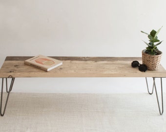 Vince Wooden Bench | Hairpin Bench | Industrial Bench | Mid Century Modern | Reclaimed Wood Bench | Eco Friendly Bench