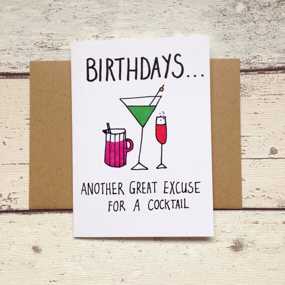 Cocktail Geburtstagskarte besten Freund von PipAndElwood auf Etsy