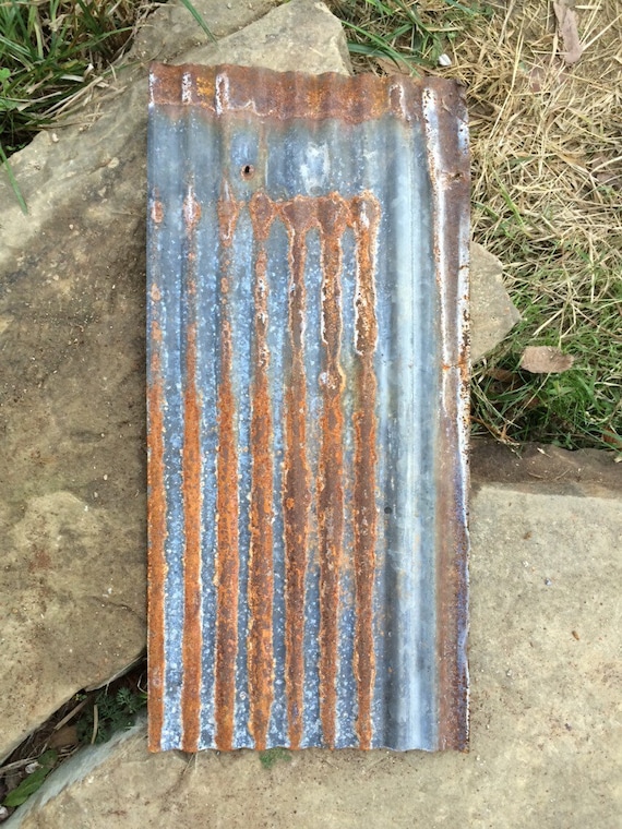Salvaged rusted corrugated tin METAL SHEET by UniqueAntiqueSupply