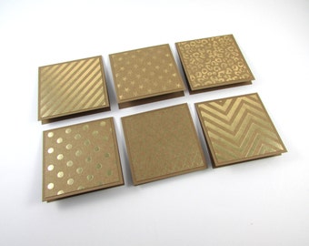 Mini Note Cards, SET OF 6, Gold Foil Note Cards, Stationery, Handmade