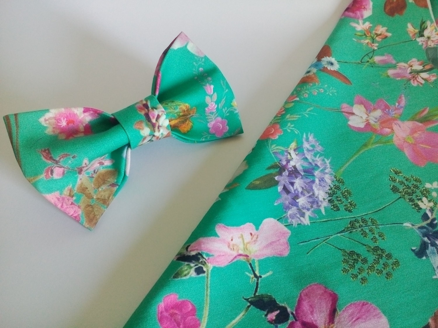 Men's bow tie Green floral bowtie Wedding tie by accessories482