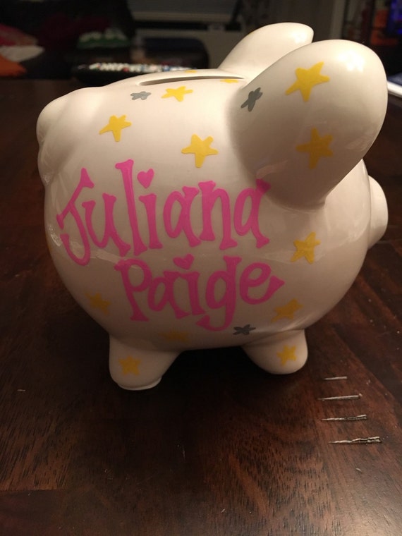 Personalized Piggy Bank with Quote by LittlePiggyInTheCity on Etsy