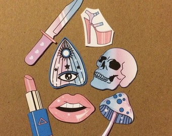 Girly Witch Pastel Goth Stickers Tumblr Style