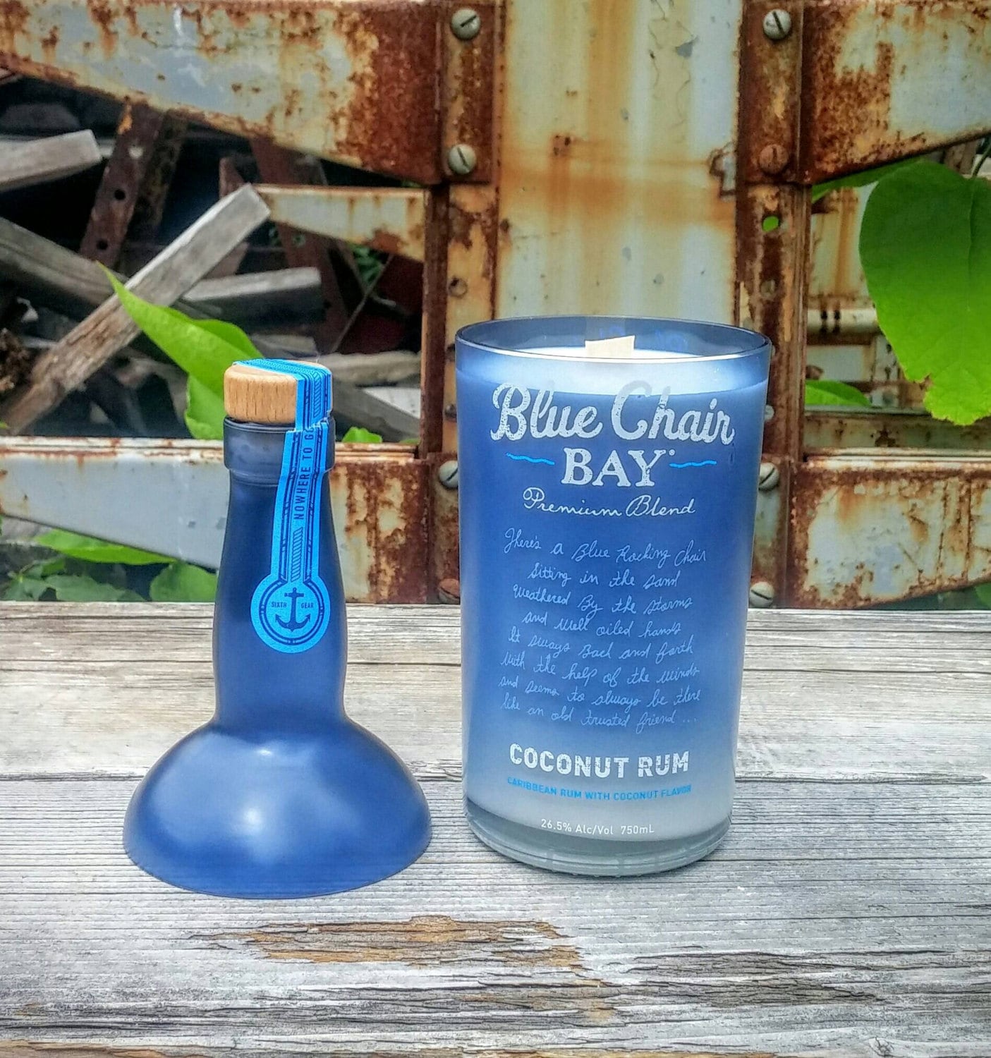 Blue Chair Bay Rum Liquor Bottle Candle with by ReWineIt02346