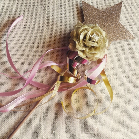 Items similar to Gold and Pink Star Wands, Princess Party Wand ...