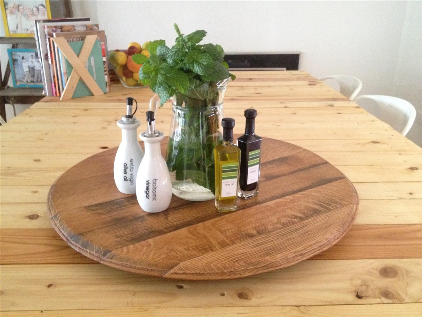 Oak Wine Barrel Lid / Head / Top Lazy Susan / by UpcycledWoodOZ