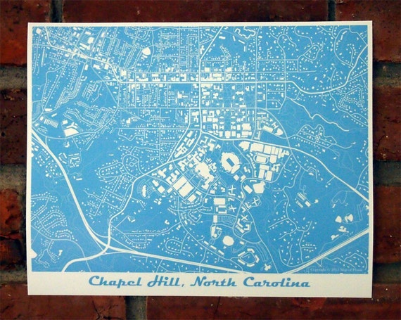 UNC Map Art Print University of North Carolina Chapel Hill