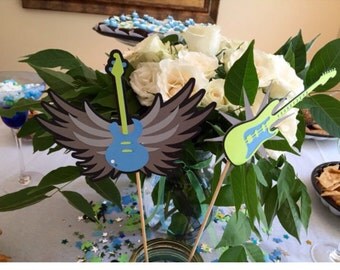 9 pcs Rockstar Theme Centerpieces, Boy Rock Star Party, Rock Star Theme Decor, Rock a Bye Baby Shower, Rock Star Birthday, Rock Star Party