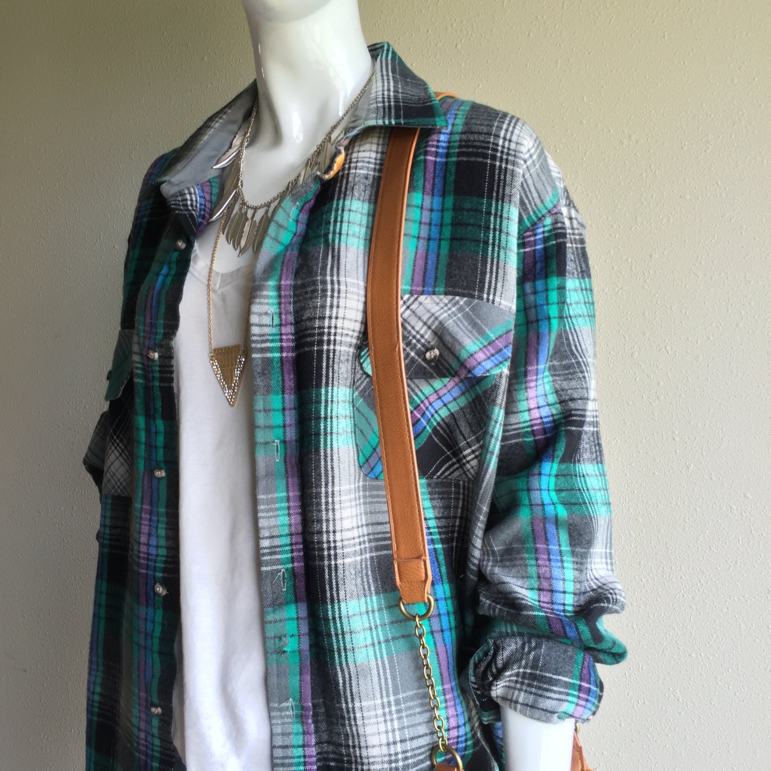 Vintage Flannel. Hipster Flannel. Oversized Vintage Flannel.