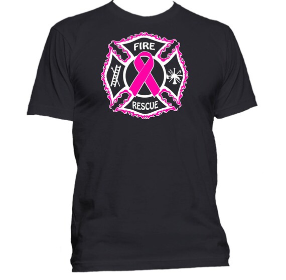 FIRE DEPT Maltese Cross Breast Cancer Awareness T-shirt