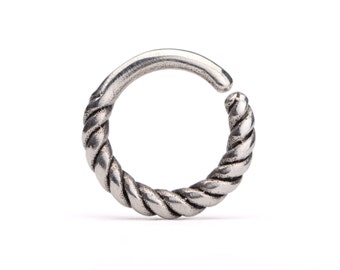 Rope Nose Ring Silver Septum Ring Body Jewelry Sterling Silver Boho Jewelry Indian Style 14g 16g - SE032R SSO