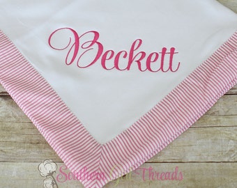 Monogrammed Blanket, Monogrammed Seersucker Baby Blanket Monogrammed Seersucker Blanket, Personalized Baby Blanket, Monogrammed Baby Blanket