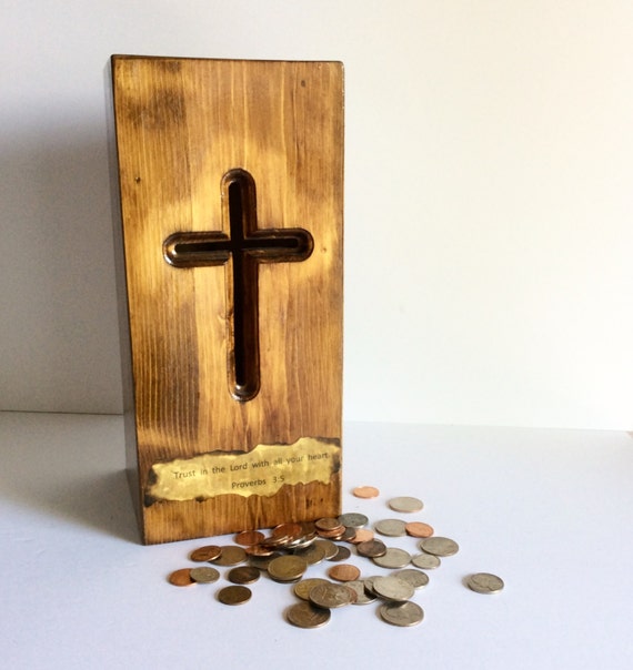 Vintage Church Collectible Wood Donation Box Old Tithe Box