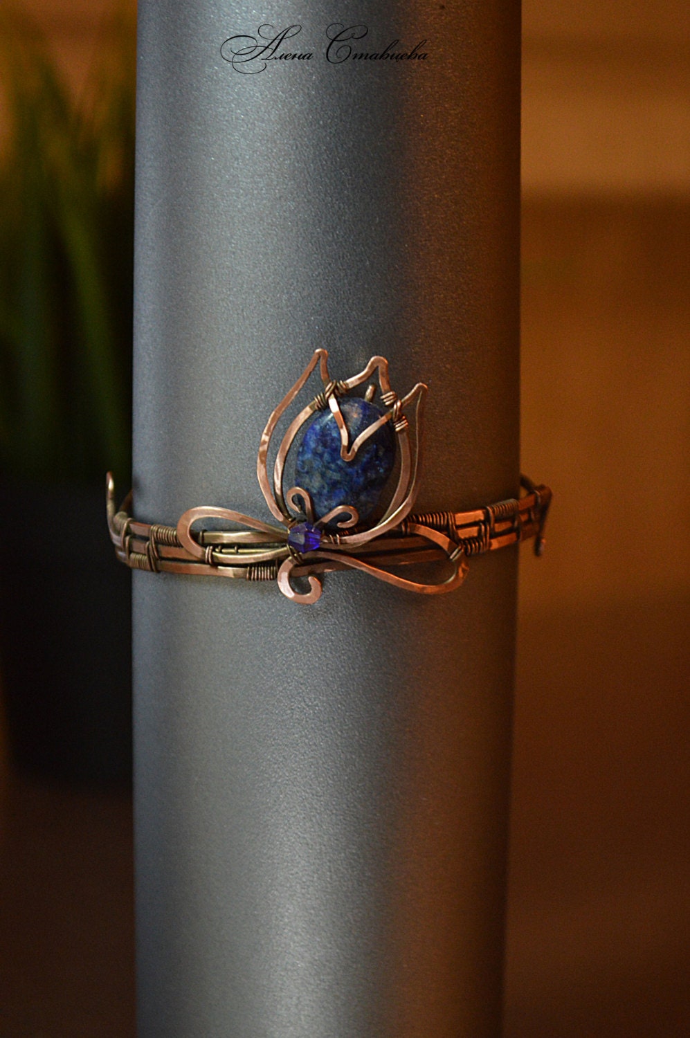 cuff bracelet natural stone bangles Unknown copper