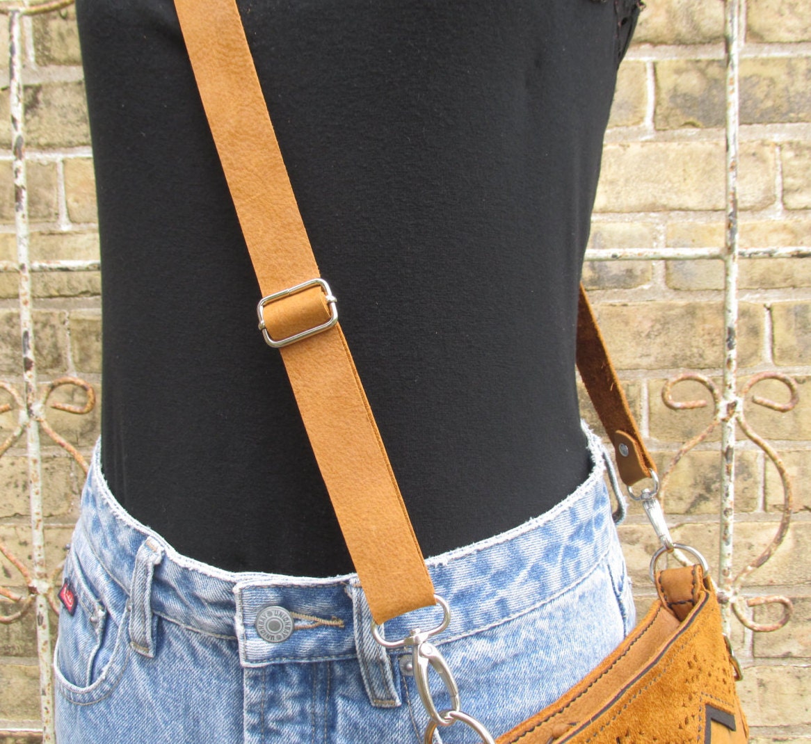 Replacement Crossbody Purse Strap Light Brown Leather with