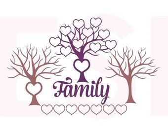 Family Tree SVG,DXF ,EPS, cutting files for use with Silhouette and Cricut Explore Machines. Heart, Family, Love.