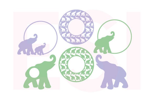 Download Elephant circle monogram frames SVG DXF & EPS cutting Files
