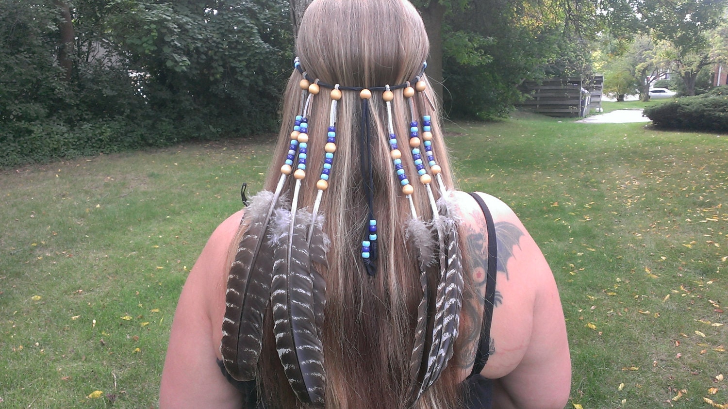 Turkey Feather Headband Boho Feathered Head Band Native