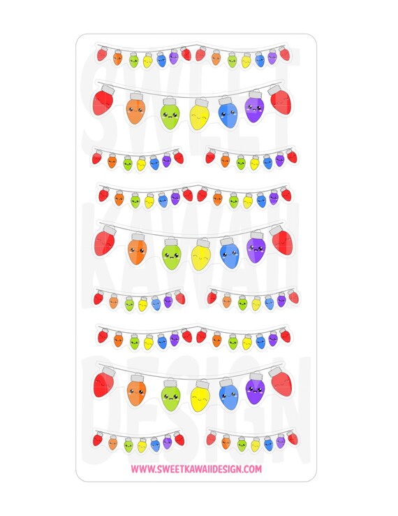 Kawaii Christmas Lights Stickers by SweetKawaiiDesign on Etsy