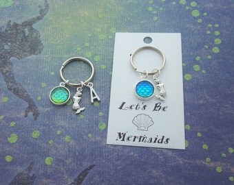 Mermaid Keyring, Let's Be Mermaids, Mermaid Gifts, Personalised Keychain, Mermaid Scales, Mermaid Tail, Nautical Keychain, Beach Accessory