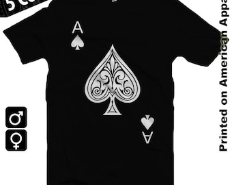 Ace of Spades American Apparel Men/Women T-shirt S-XXL, Funny, Playing Card, Gambling, Poker, Black Jack, Magic, Cool Gift!