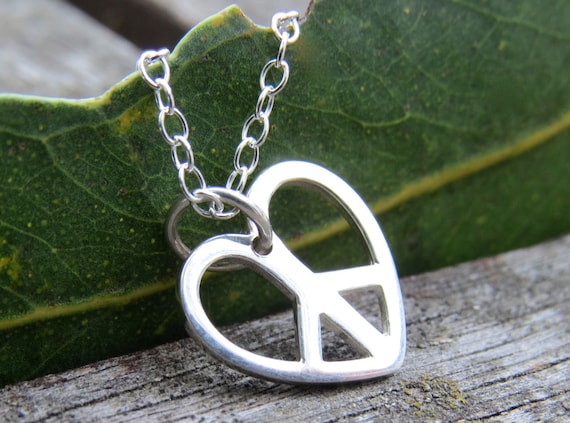 Peace Sign Heart Necklace