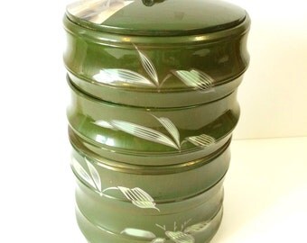 Japanese Hand Painted Bamboo Stacking Boxes-4