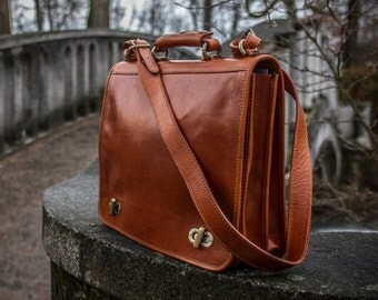 Brown Leather Messenger Bag, Leather Briefcase, Leather Bag Men, Mens Briefcase, Leather Laptop Bag, Leather Shoulder Bag-The Alchemist