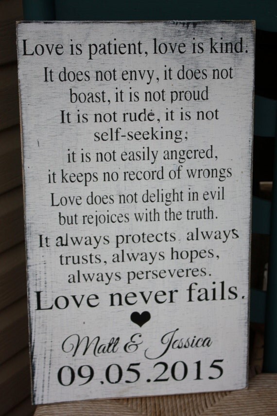 Love is patient love is kind Wedding sign 1st Corinthians