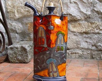 Colorful Ceramic Vessel, Iron Anniversary Gift, Decorative Pottery Teapot with Iron Elements, Kitchen Decor, Handmade Pottery, Danko Pottery