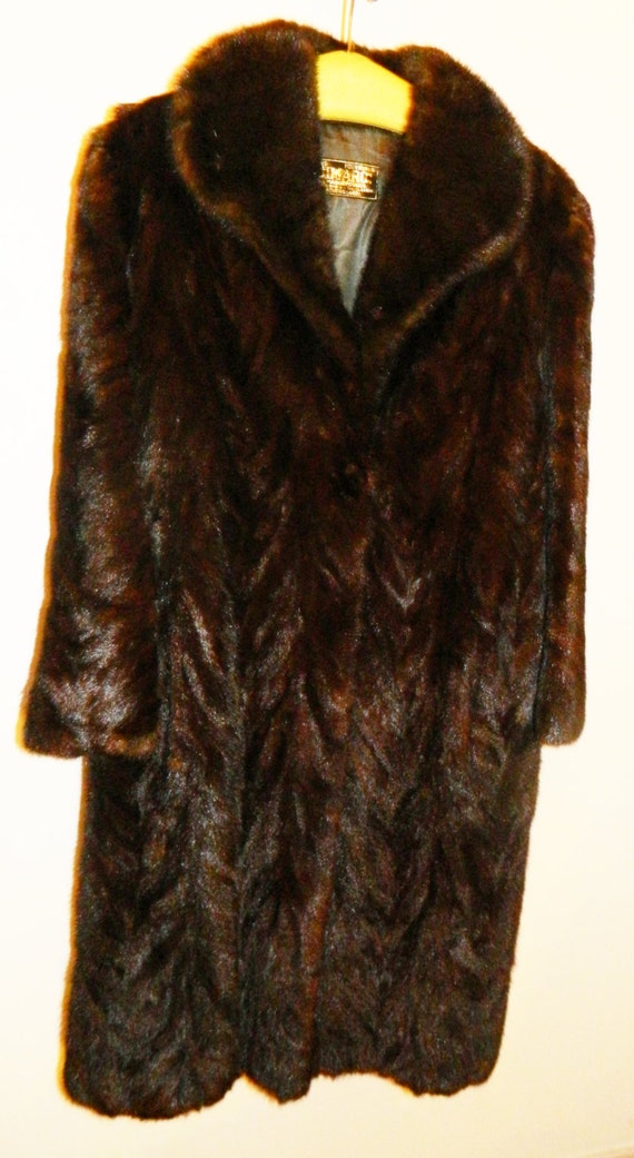 Vintage Mink Fur Coat Classic Brown Full Length Mint