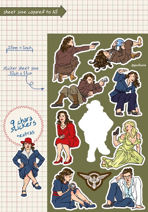 agent peggy carter captain america vinyl kiss cut stickers