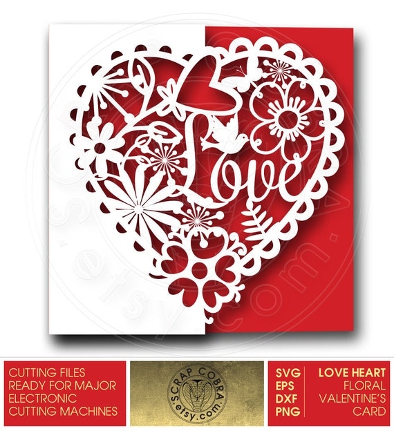 Valentine's Love Heart Lace Card SVG eps DXF PNG by ScrapCobra