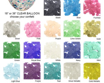5pk 36" CUSTOM Confetti Balloon - YOU PICK 2 Confetti Color - Custom Confetti Balloon - 36 inch Clear Balloon - 36" Clear Balloon (set of 5)