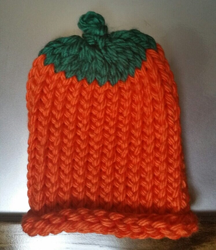 Pumpkin knit hat for fall costume add on by BrumbleBerryBoutique
