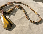 Tiger's Eye Necklace, tiger eye statement necklace tiger's eye necklace copper necklace rustic necklace christmas gift for mom neutral brown Tiger's Eye Necklace, tiger eye statement necklace tiger's eye necklace copper necklace rustic necklace christmas gift for mom neutral brown