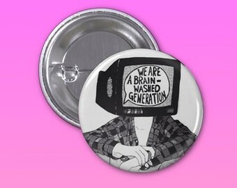Brainwash Radiohead Pinback Button 1 1/4 Inch, Backpack Pin, Backpack Button