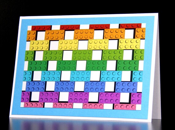 Lego greeting card Lego art Lego blocks Colorful by BriteNotes