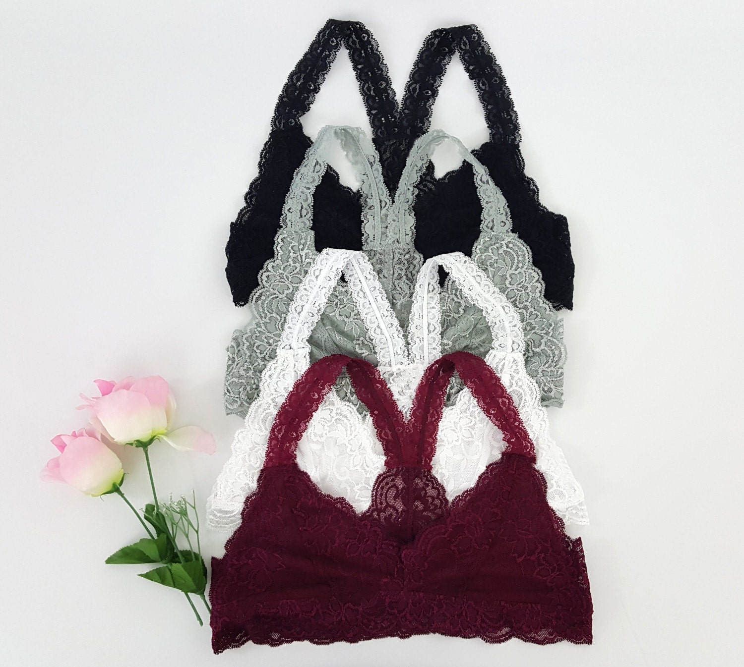 Racerback Lace Bralette Bustier Bra Top Sheer un padded by VUTIQ