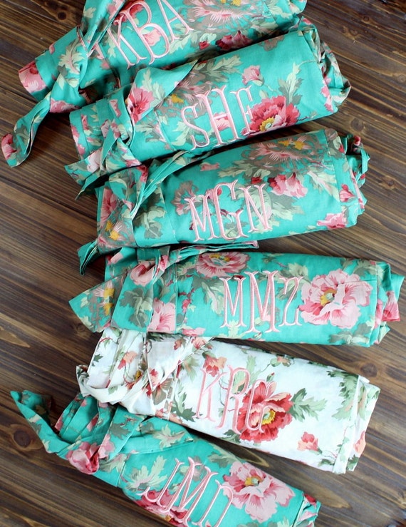 Bridesmaid Robe Set of THREE 3 Cotton Robes by 1ofakindWedding