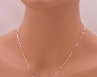 Sterling Silver and Turquoise Necklace, Turquoise Bead Necklace, Sterling Silver Necklace - Gift for Her 0345
