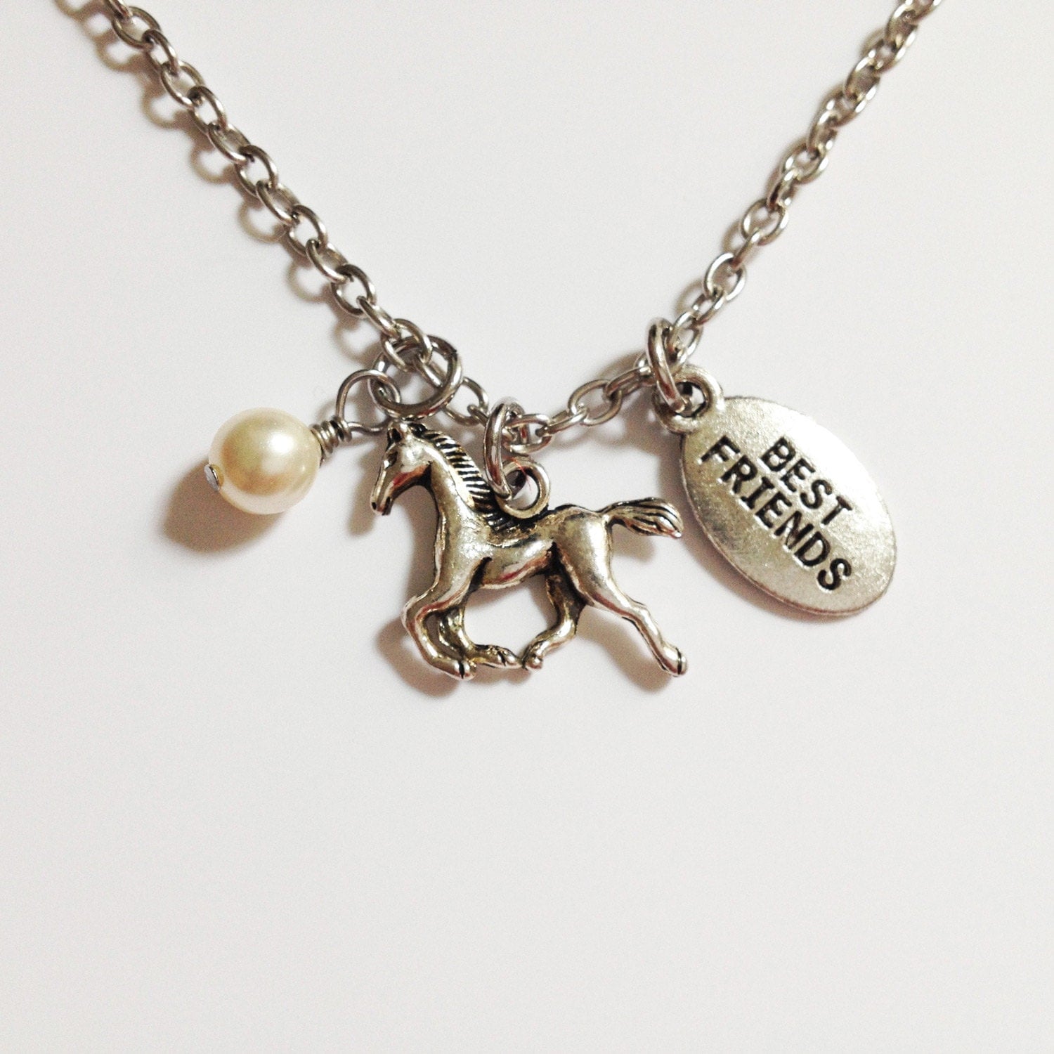 silver horse necklace horse charm best friend necklace