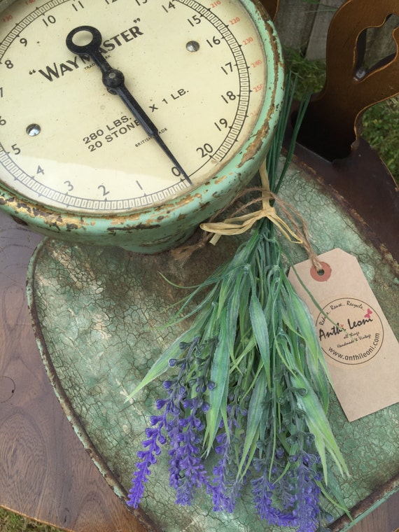 Heavy Cast Iron Vintage Weighing Scales - Verdigris Mint Green Kitchen Scales - Green Antique Home Decor Accent - Vintage Kitchenalia