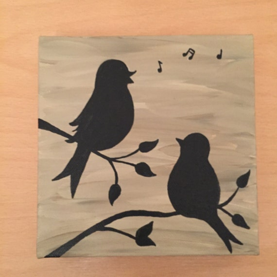 Whimsical Bird Silhouette on canvas