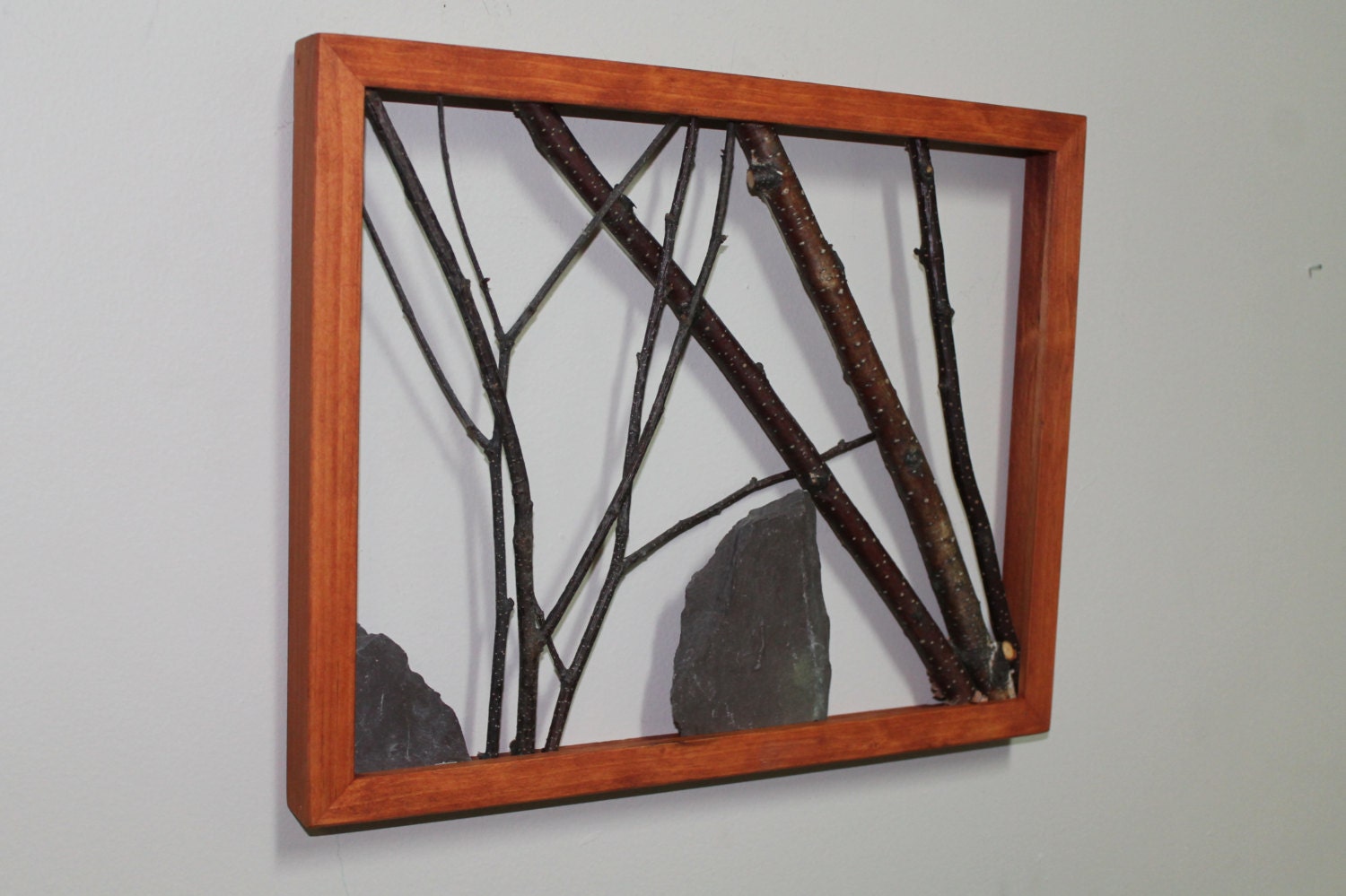 White Birch Twig Wall Art Framed Branch Art Rustic Decor