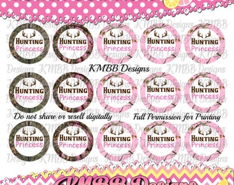 INSTANT DOWNLOAD - Hunting Princess - 1" bottle cap designs - bottle cap crafts - bottle cap ideas - bottle caps for hair bows