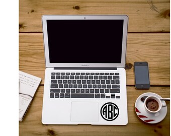 Vinyl monogram decal, vinyl decals, initial vinyl sticker, laptop sticker, vinyl sticker, vinyl initials, computer sticker decal