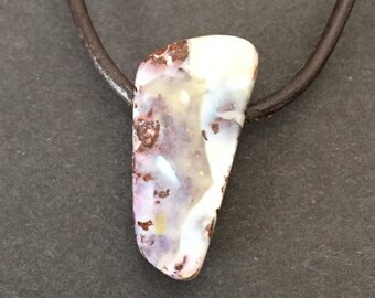 Australian Boulder Opal Necklace with Leather Rope - Item# B-003